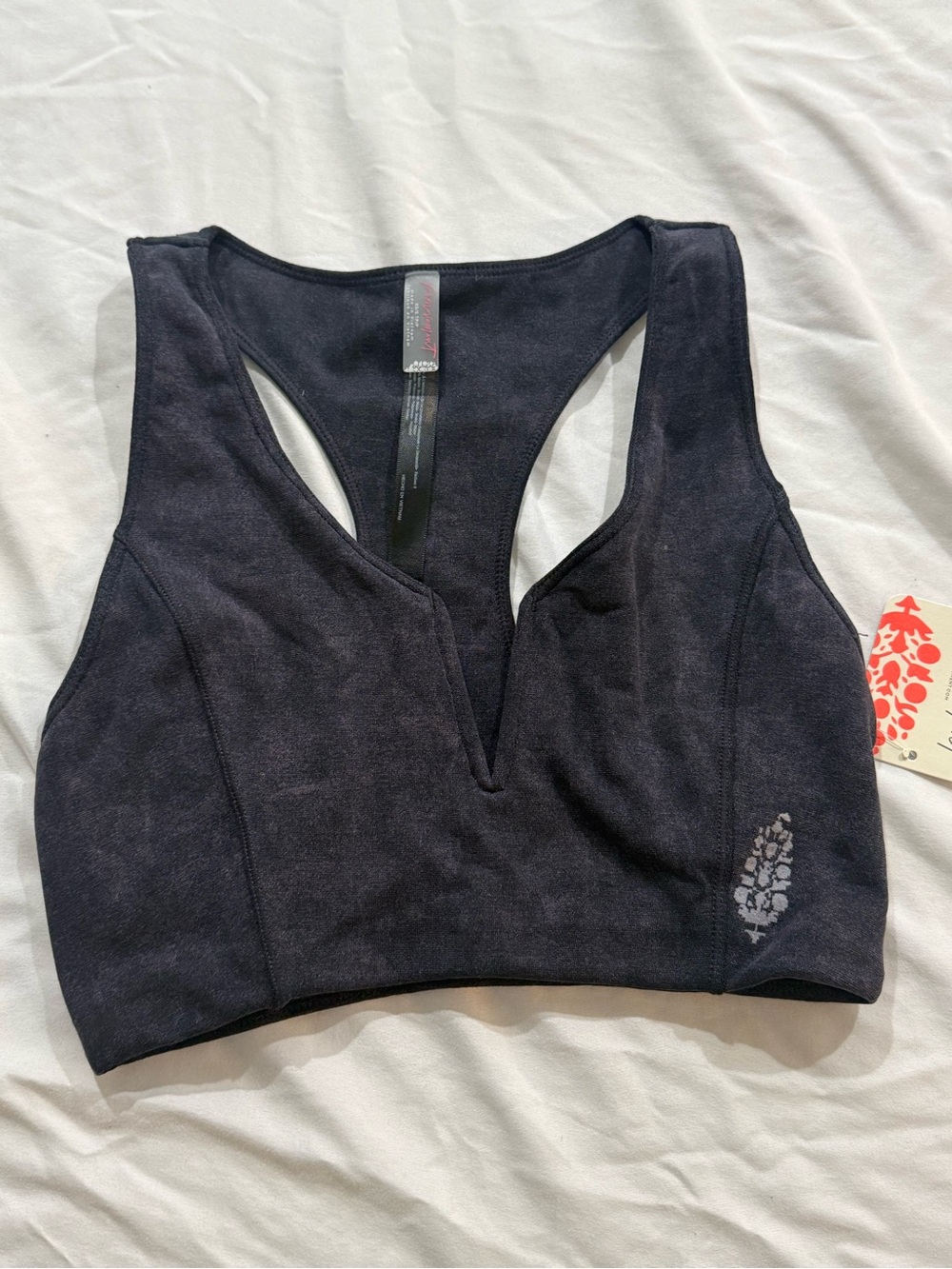 Free People Black V-Neck Racerback Sports Bra